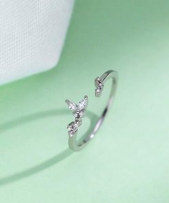 Floral Crystal Open Ring